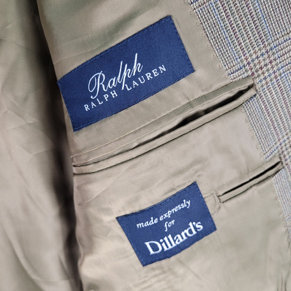 Ralph Ralph Lauren Suit Jacket Blazer 42LONG Brown Silk Wool Dillard's NWT - Picture 9 of 11
